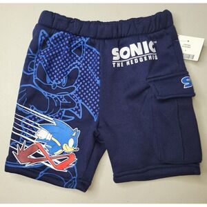 Sonic the Hedgehog Boys Navy Blue Fleece Cargo Shorts